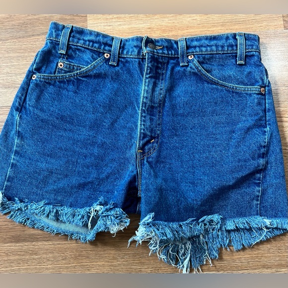 Levi's Pants - 505 Dark Blue Denim Frayed Hem Women's Shorts